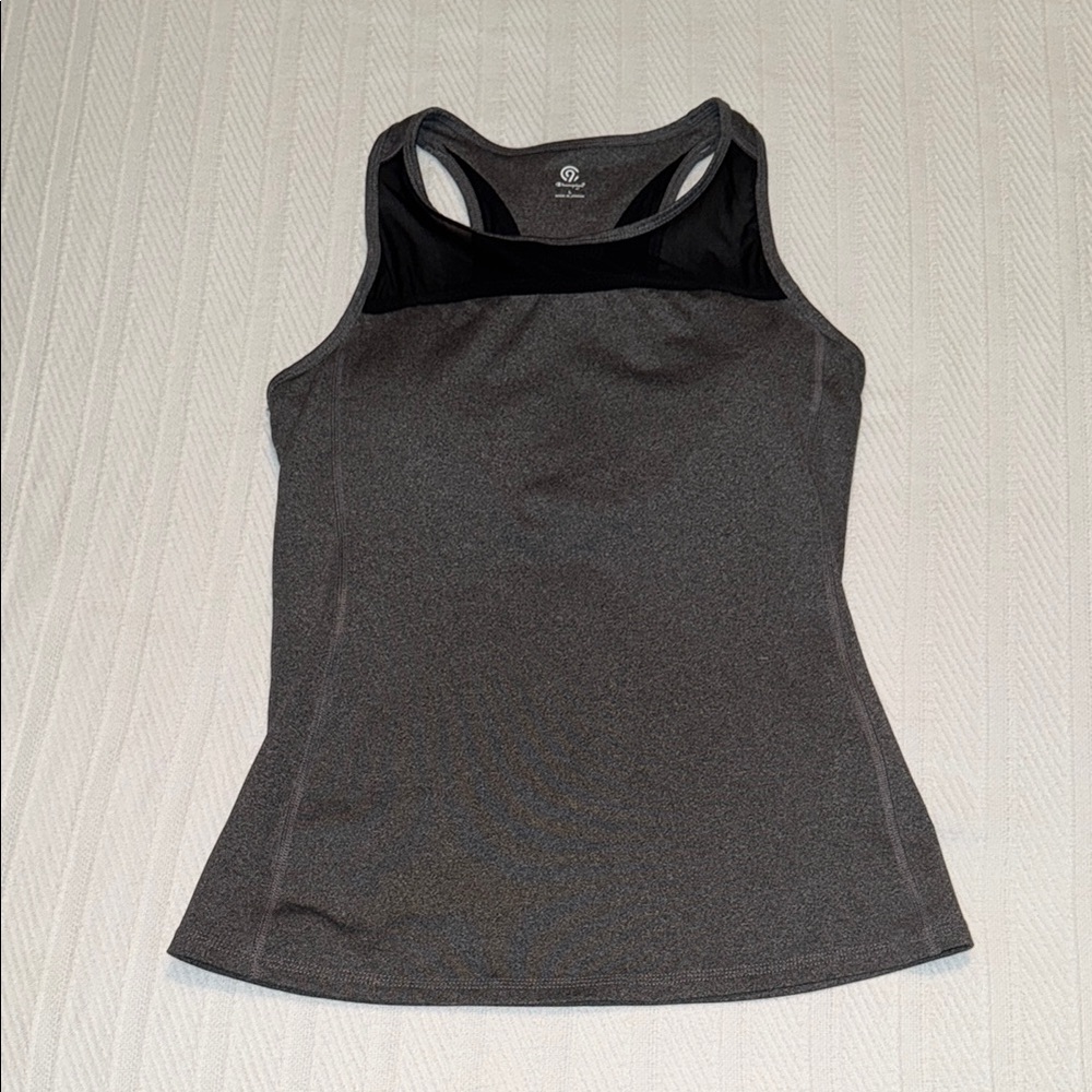 Like NewC9 by Champion Gray Fitted Athletic Tank Top with built in bra